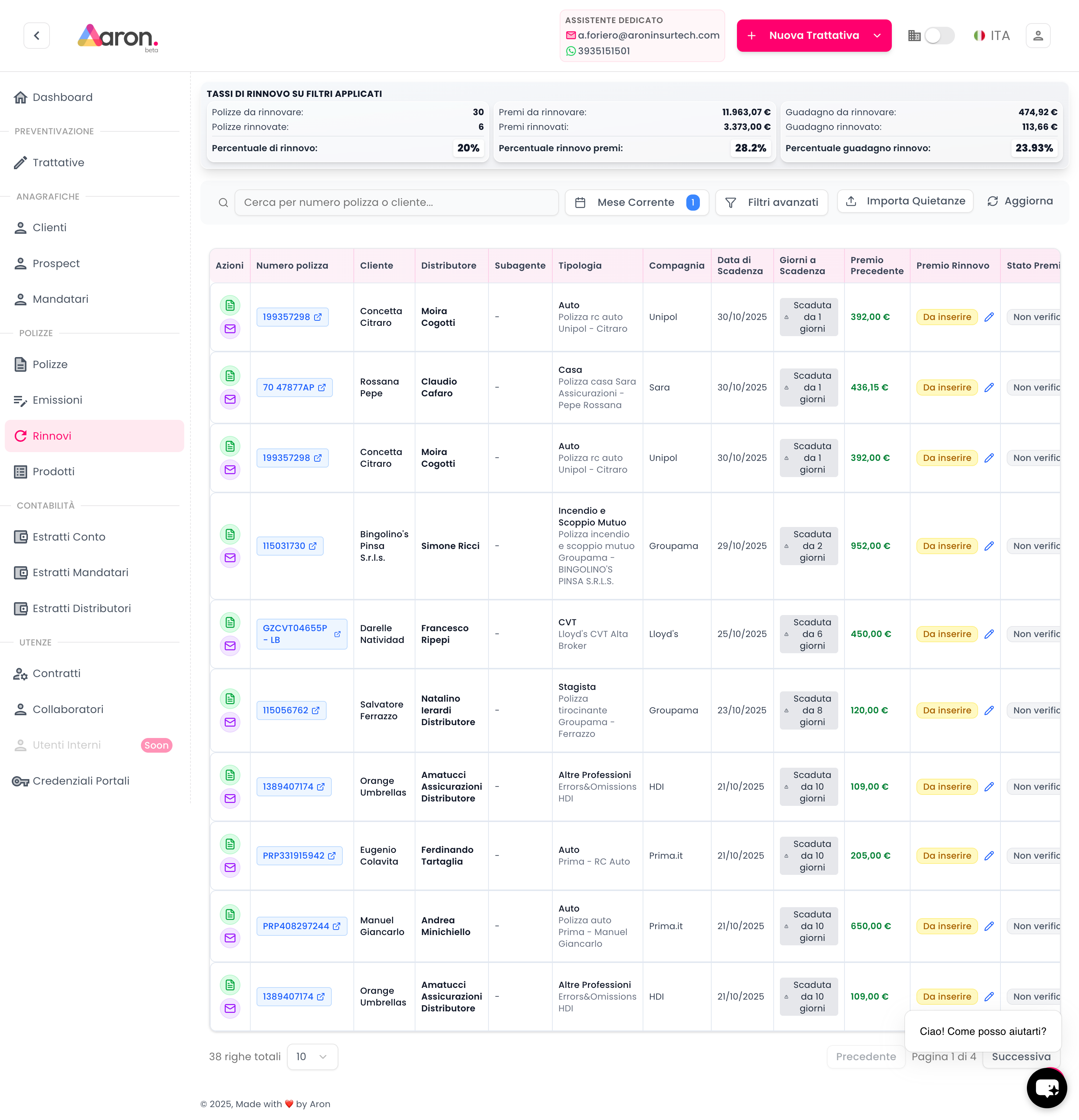 Aron Renewals Management